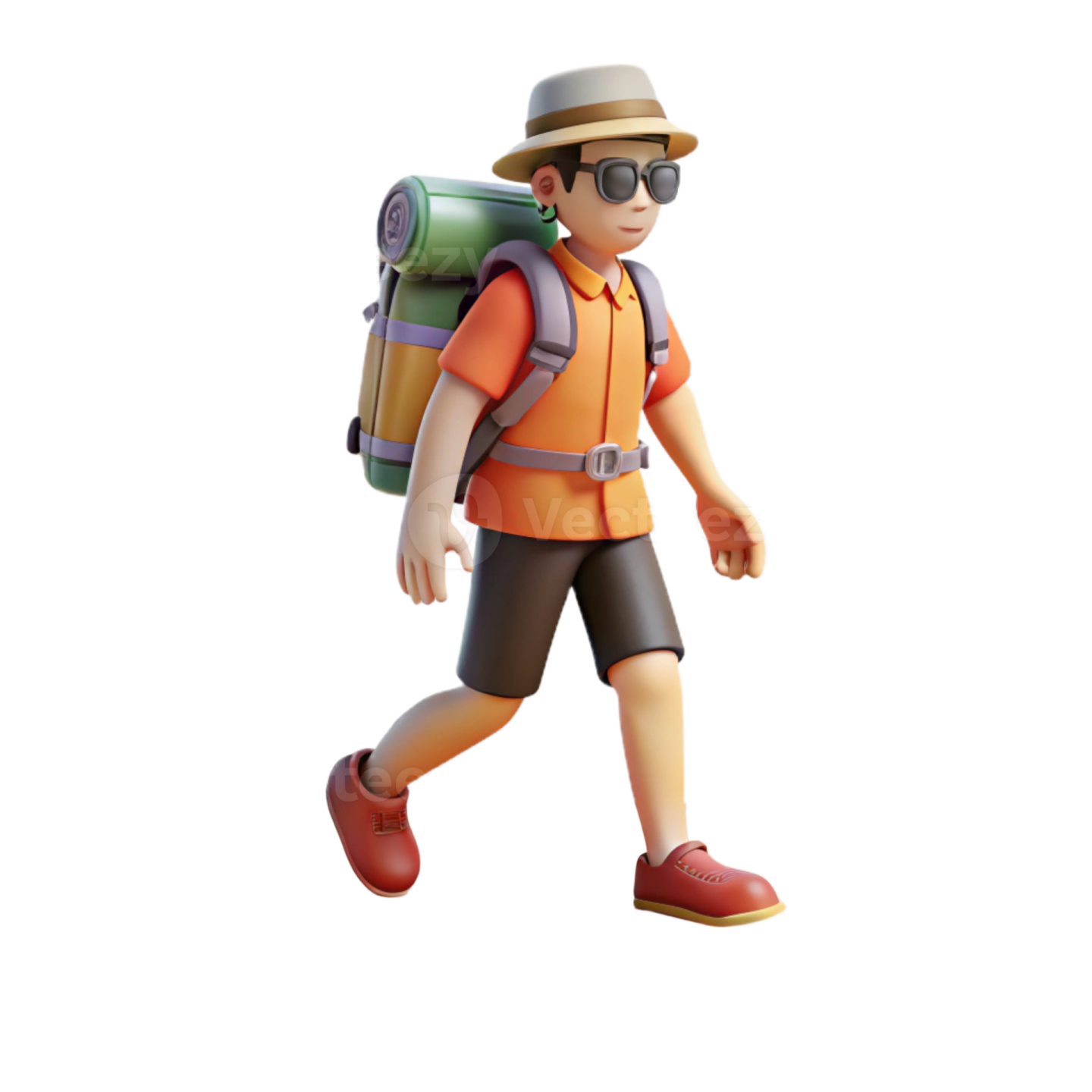 a man with a backpack walking through the desert