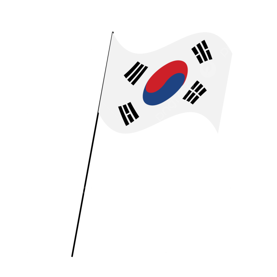 a korean flag on a pole