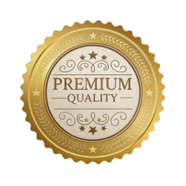 a gold seal with the word premium quality