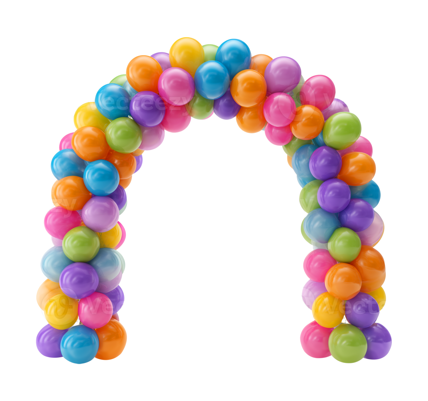 a rainbow colored balloon arch