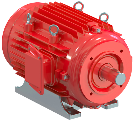 a red electric motor on a white background