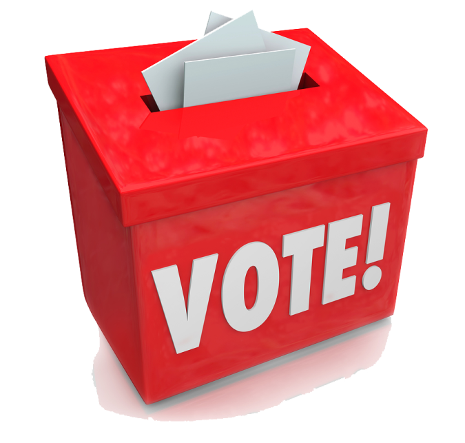 a red voting box with the word vote on it