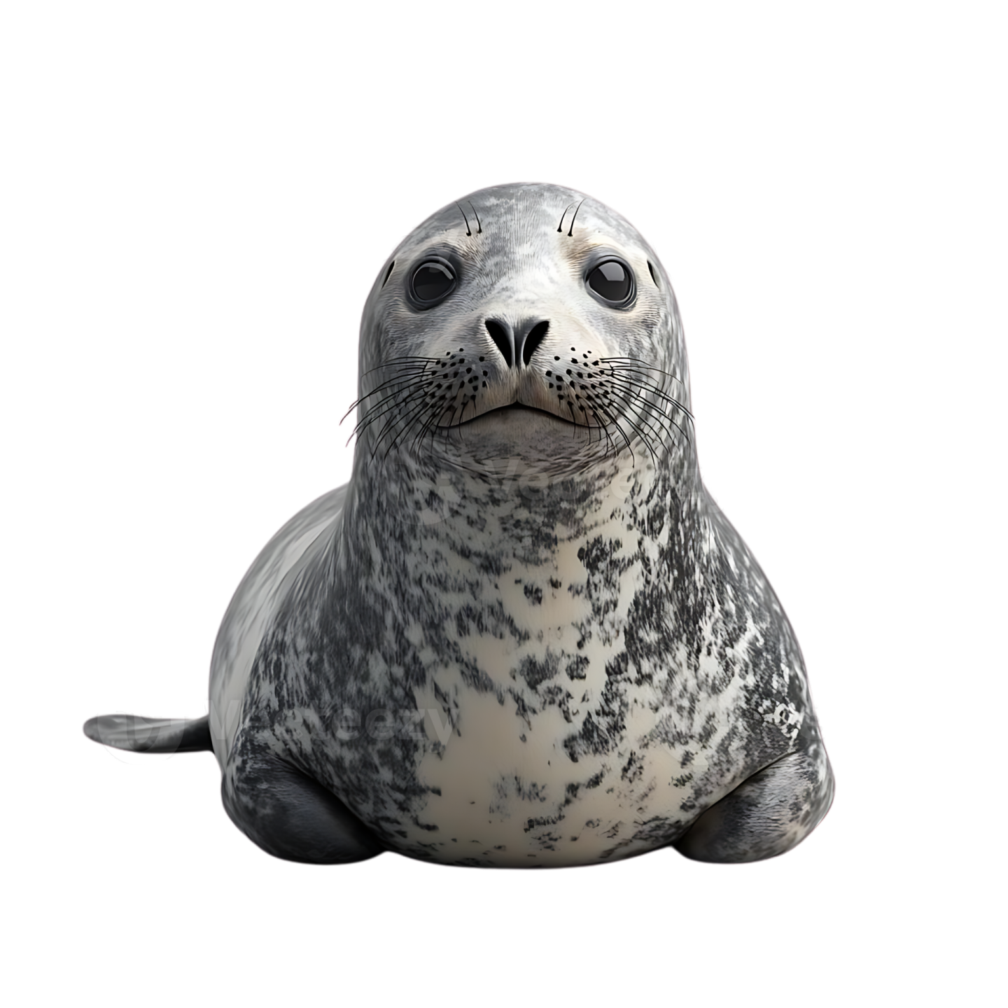 a grey seal on a white background