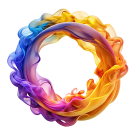 a circle of colored smoke