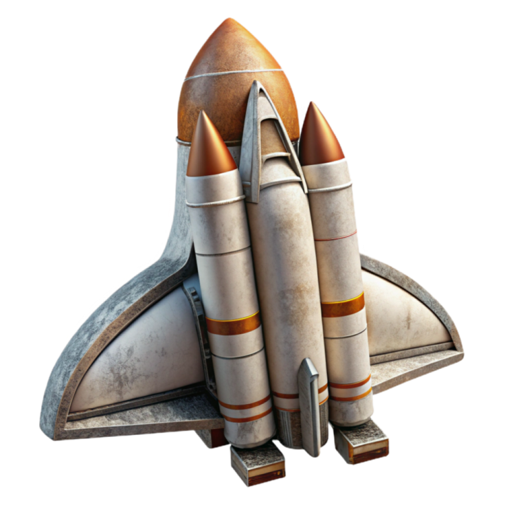 a model of a rocket with two missiles