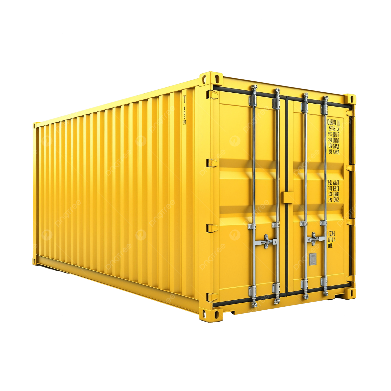 a yellow shipping container on a white background