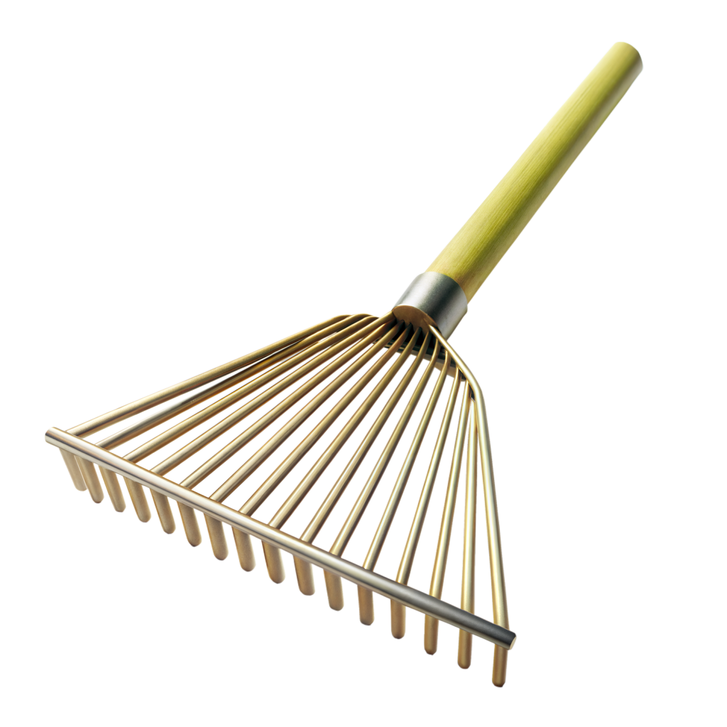 a metal rake on a white background