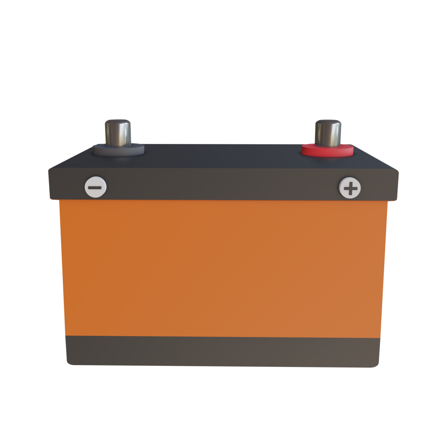 an orange and black battery on a white background