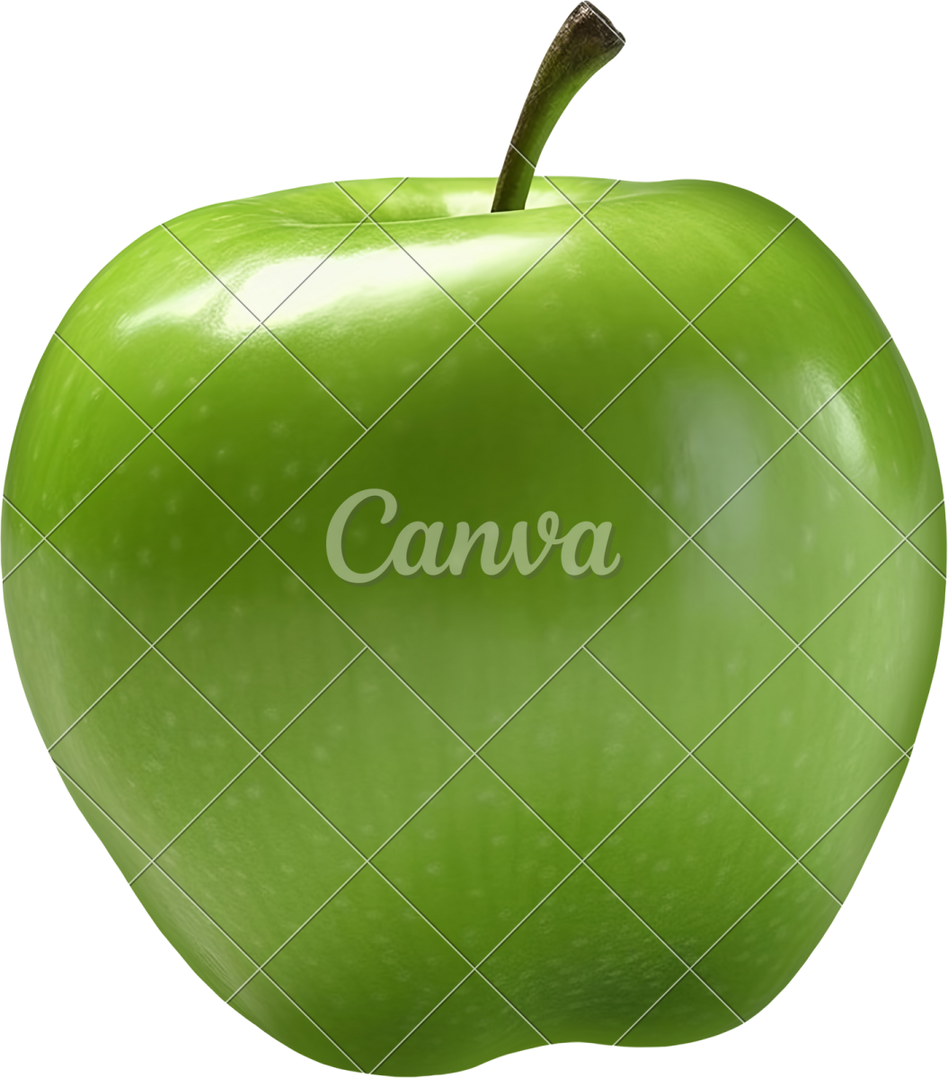 a green apple with the word can on it