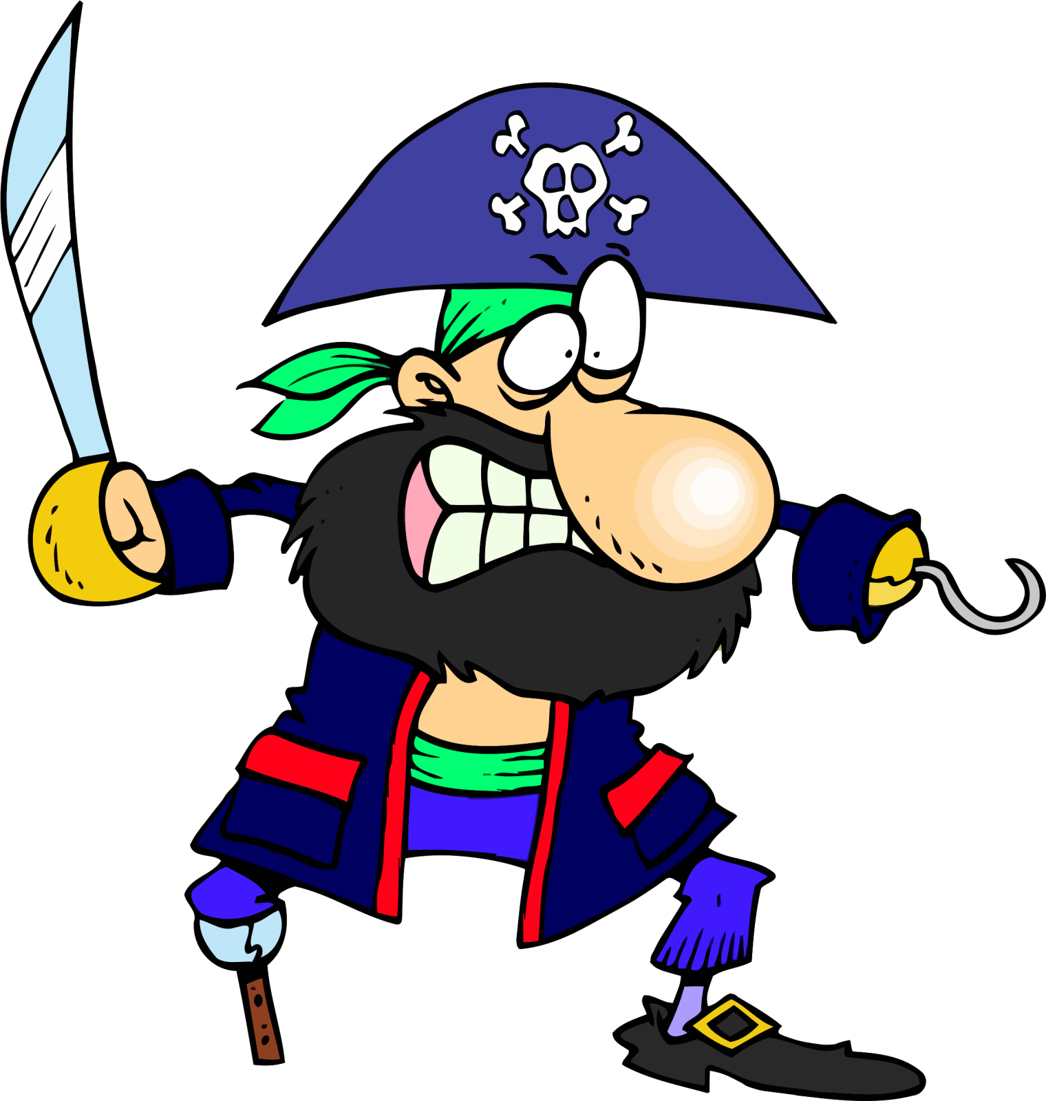 a cartoon pirate running with a sword
