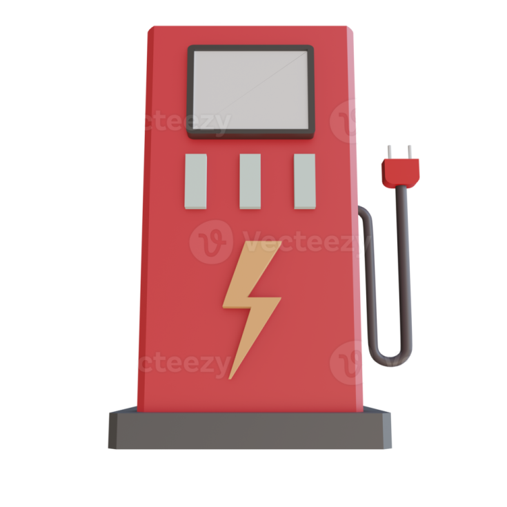 a red gas pump on a white background