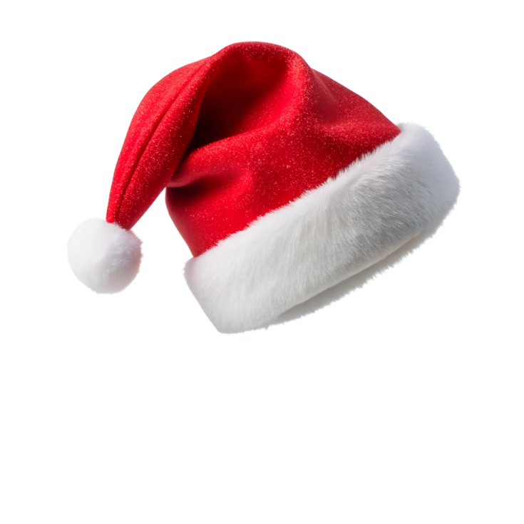 a red and white santa hat on a white background