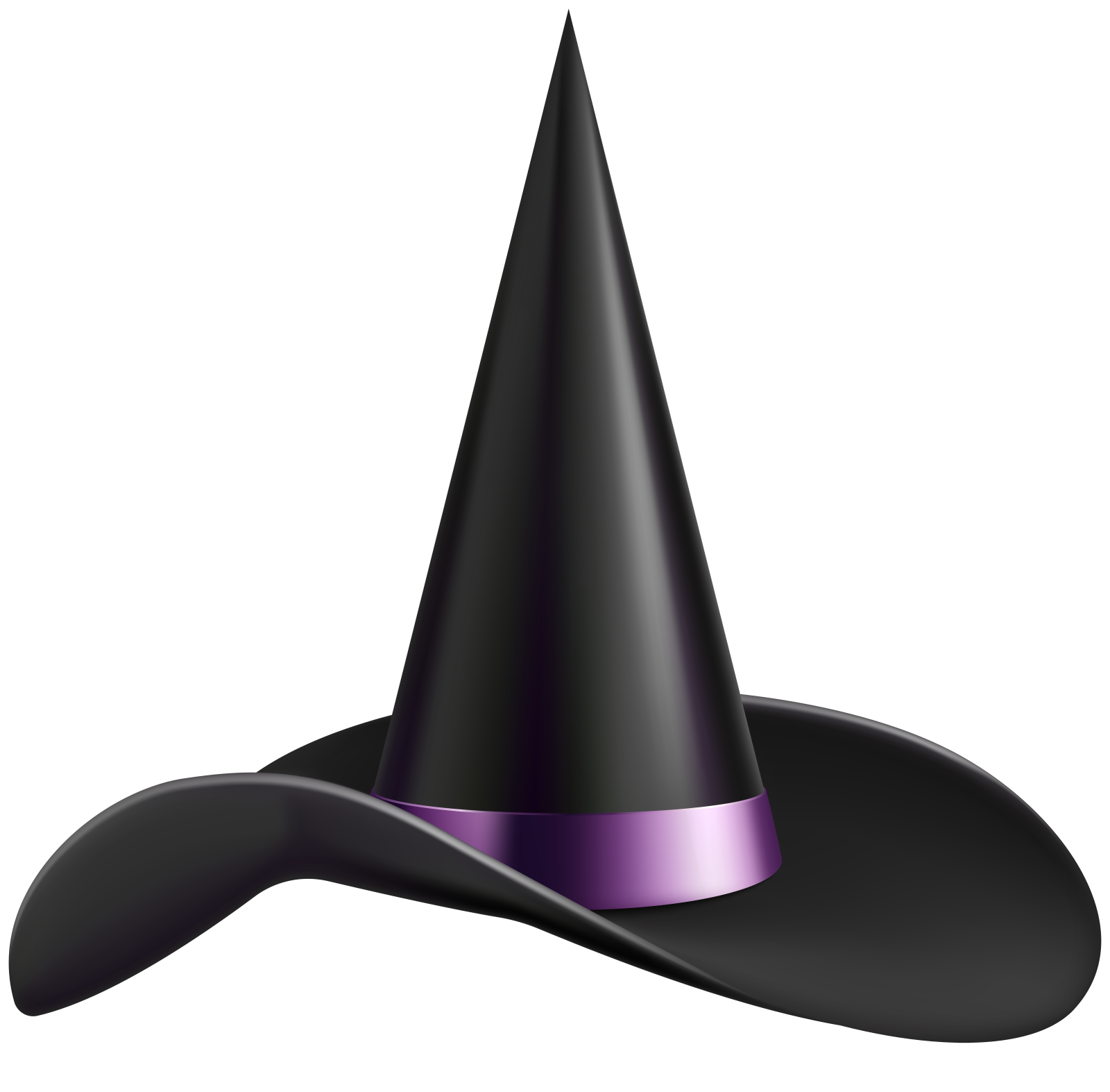 a black witch hat on a white background