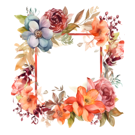 a watercolor floral frame on a white background