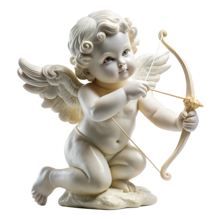 a statue of an angel holding a bow