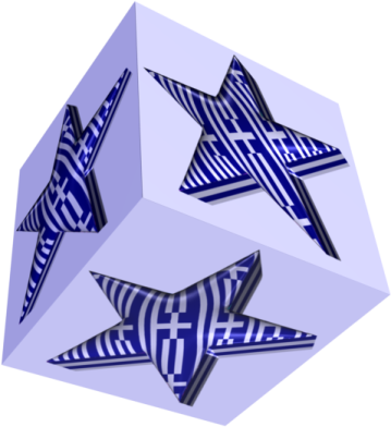 three blue stars on a white background