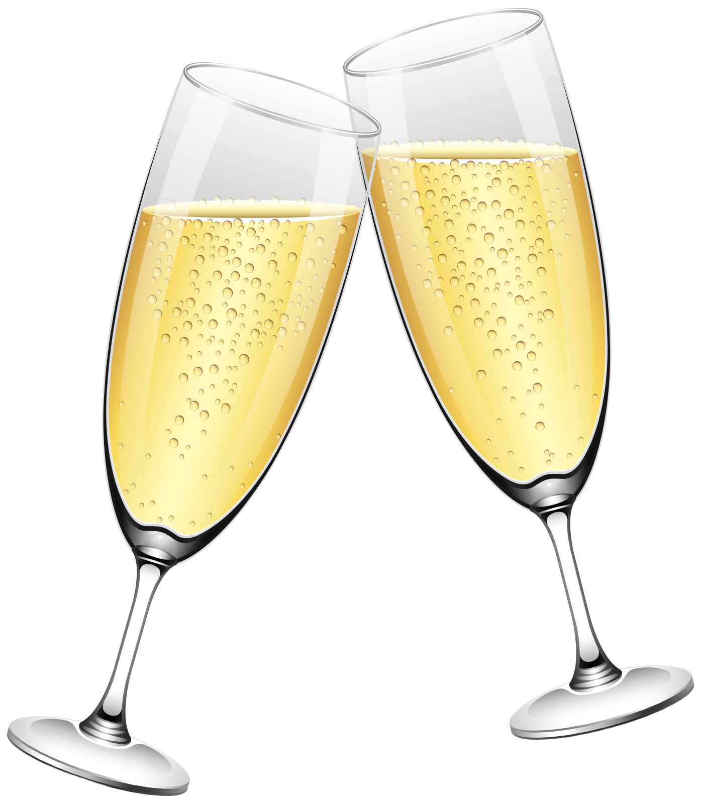 two glasses of champagne on a white background