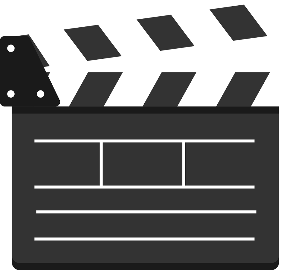 a black and white image of a movie clap