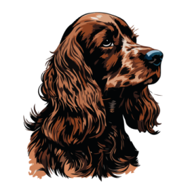 a brown and black dog with long hair