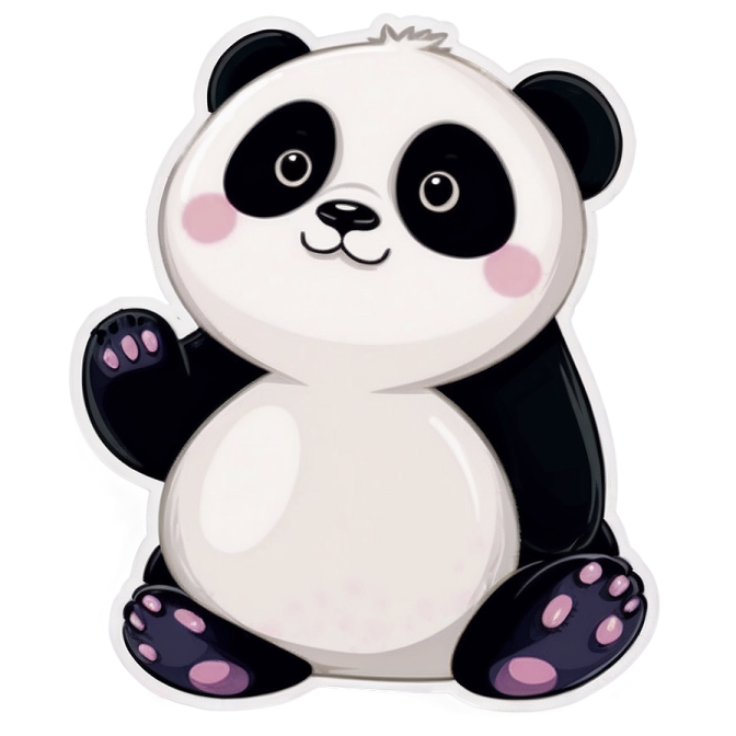 a cartoon panda bear sitting on the ground
