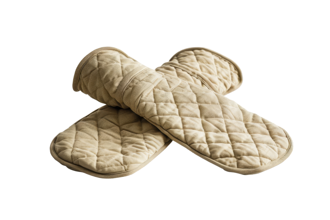 a pair of oven mits on a white background