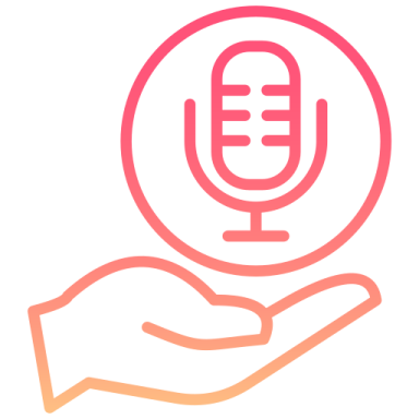 a person holding a microphone in their hand