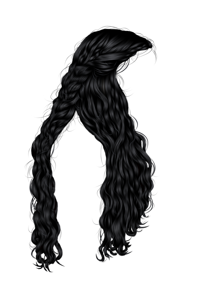 a drawing of a woman with long black hair