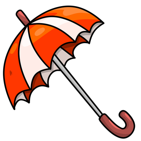 an orange and white umbrella