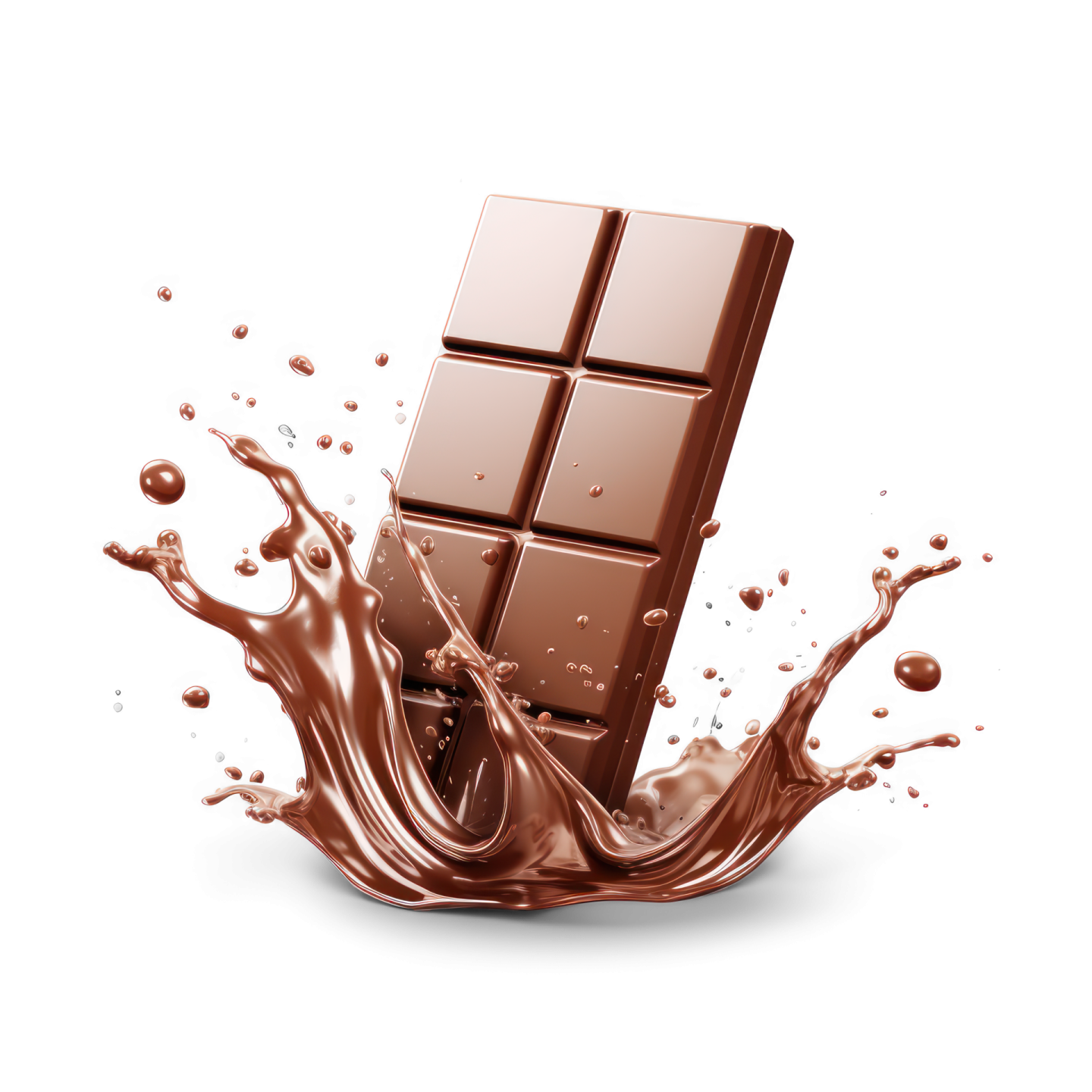 a chocolate bar splashing into the ground
