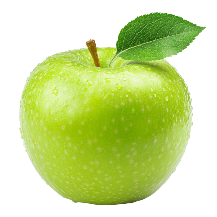 green apple with leaf