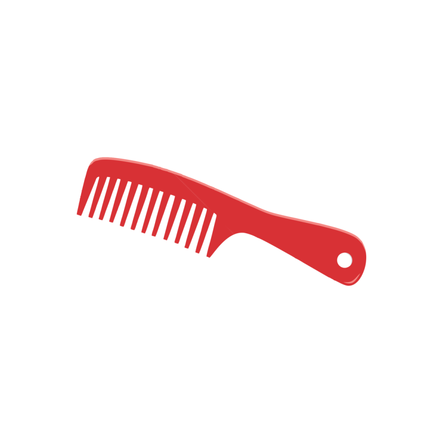 a red comb on a white background