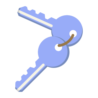 a blue key on a white background
