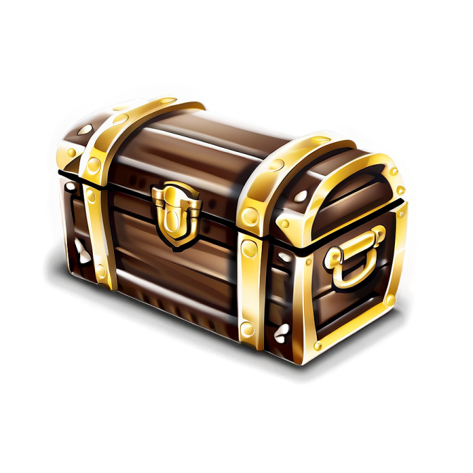 a pirate chest with gold and leather