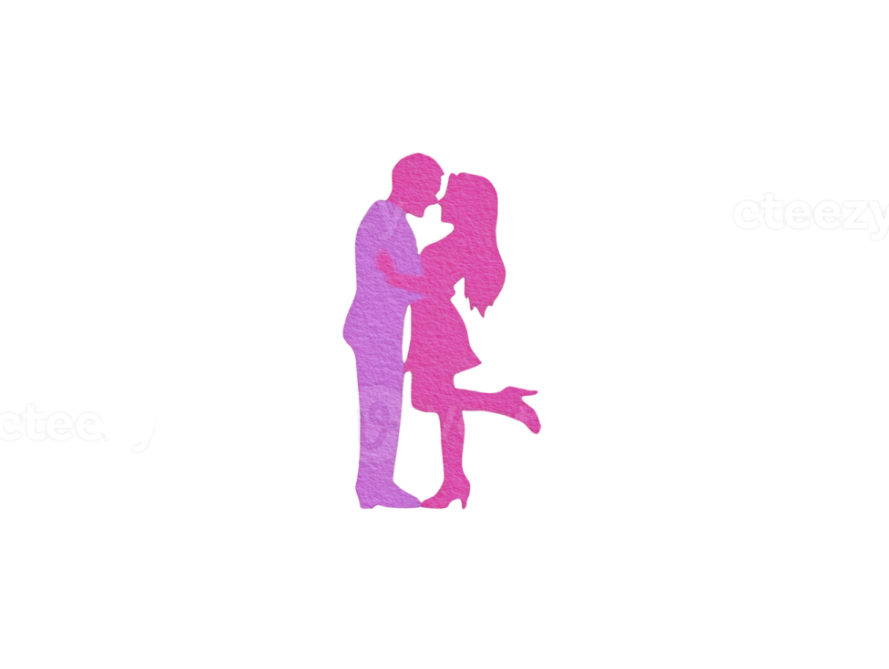 a silhouette of a man and woman kissing