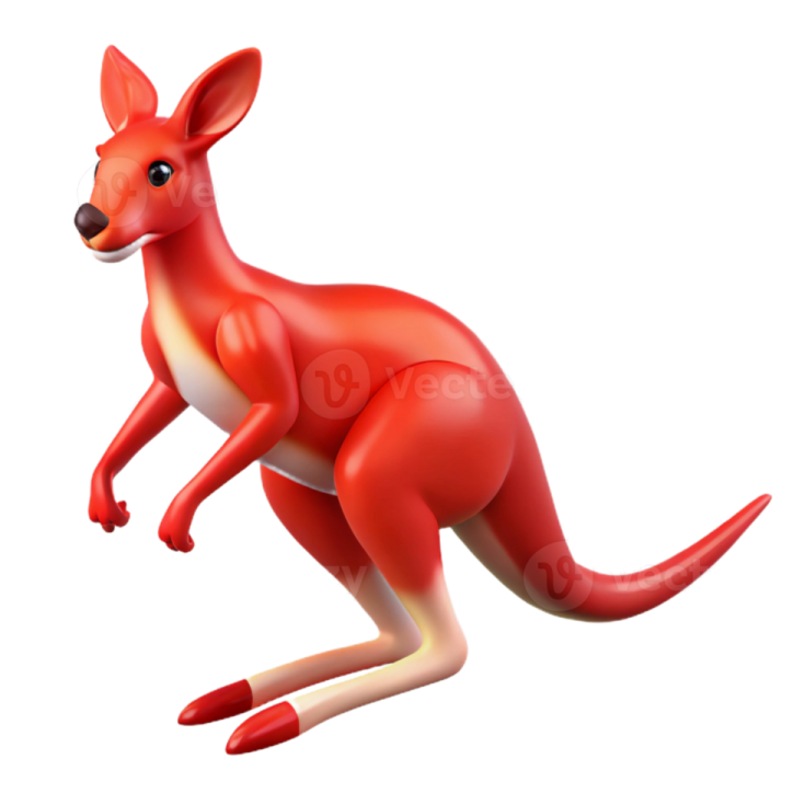 a red kangaroo running with its mouth open