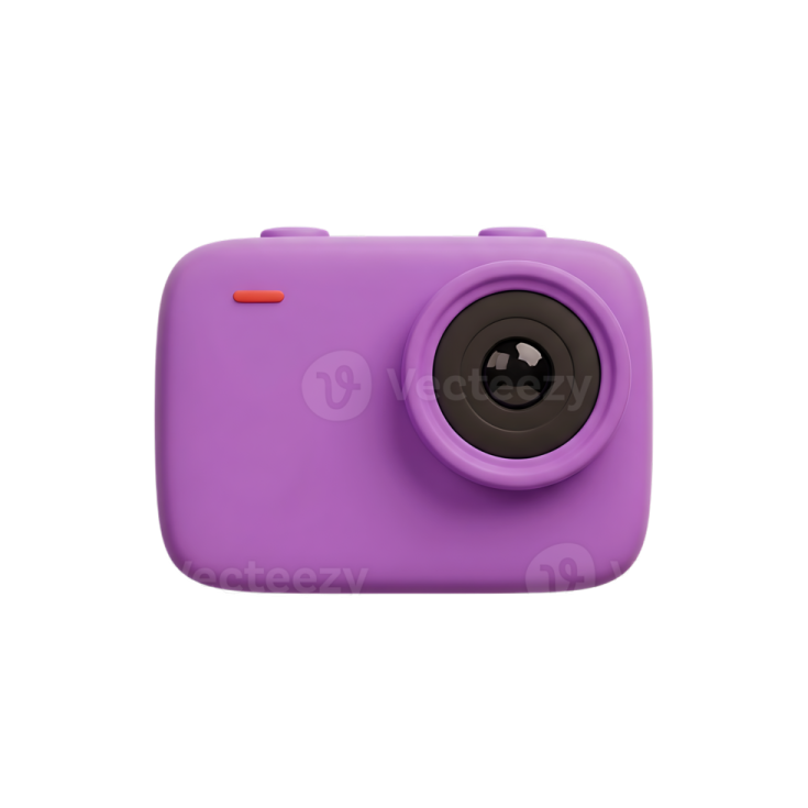 a purple camera on a white background