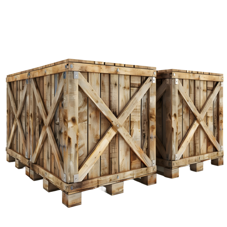 a pair of wooden crates