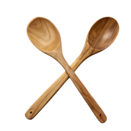 two wooden spoons on a white background