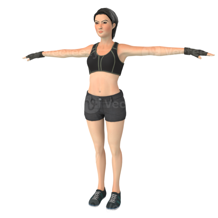 a woman in a black sports bra top and shorts