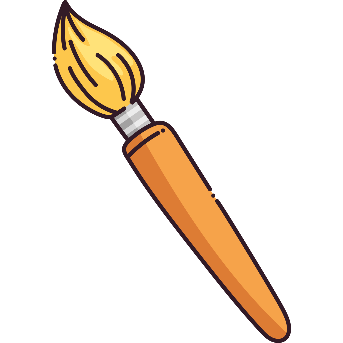 a paint brush with a yellow handle