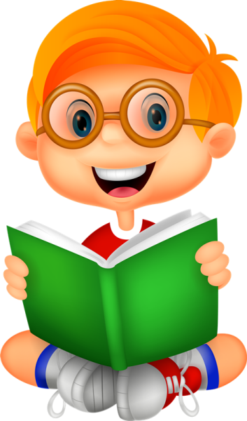 a cartoon boy reading a book