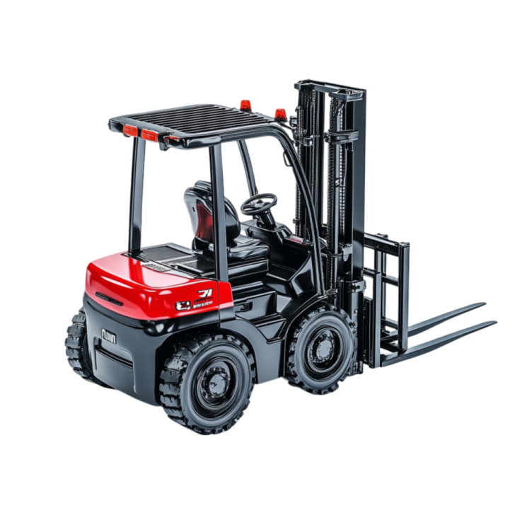 a red fork truck on white background