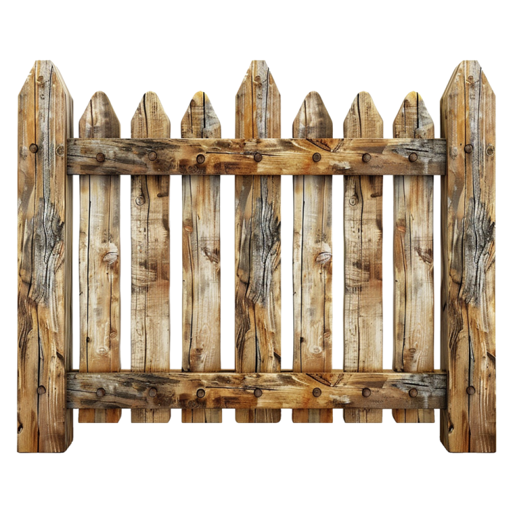 a wooden fence on a white background