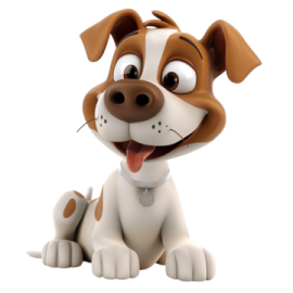 a cartoon dog sitting down with its tongue out