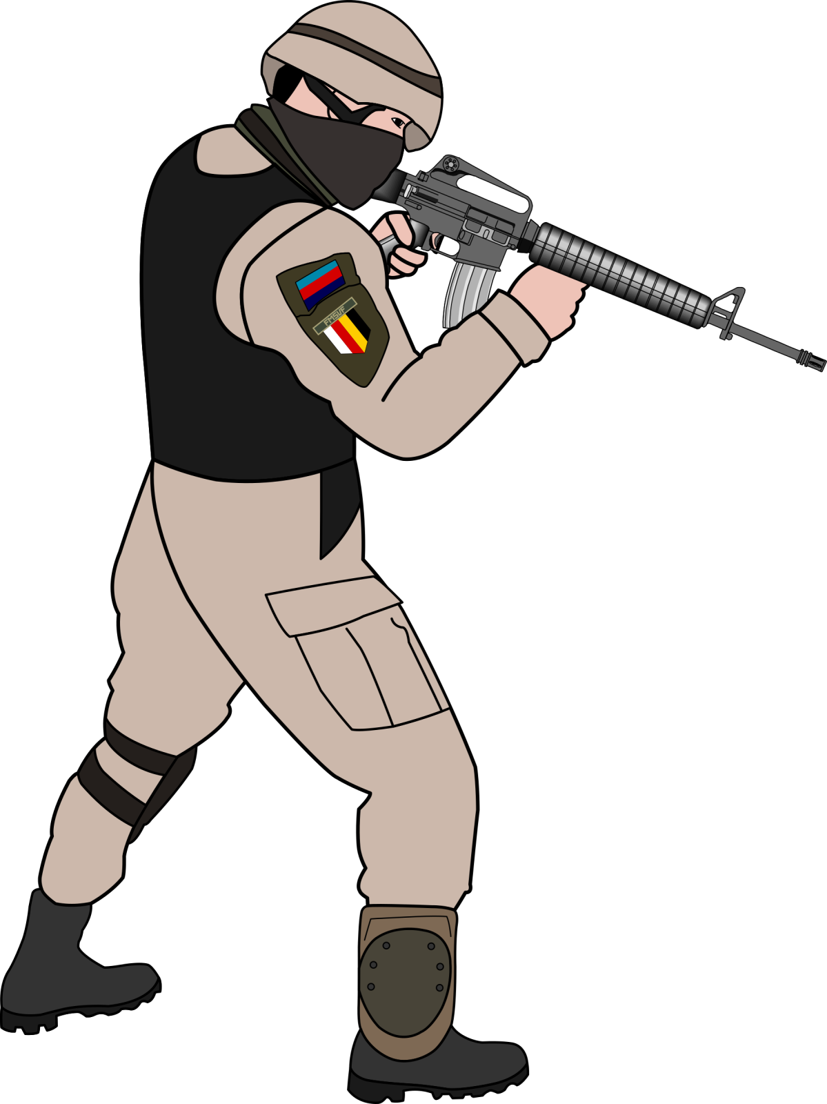 a man with a gun in his hand