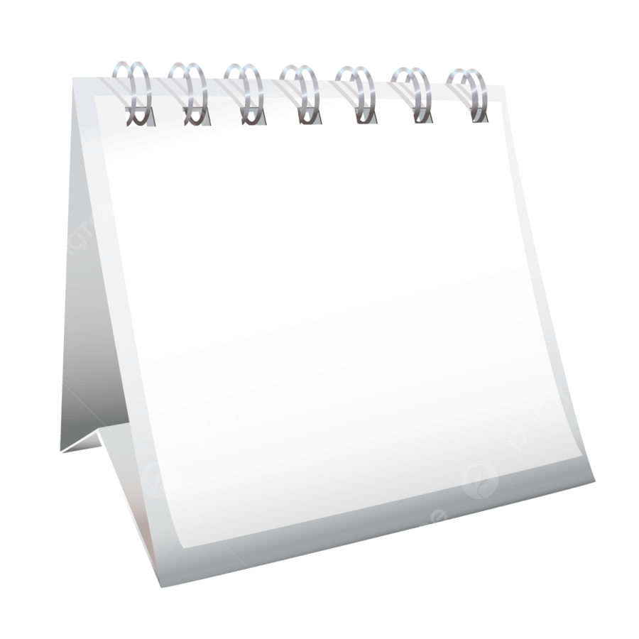 a white calendar with clipping on it