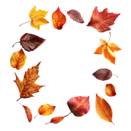 a circle made up of autumn leaves