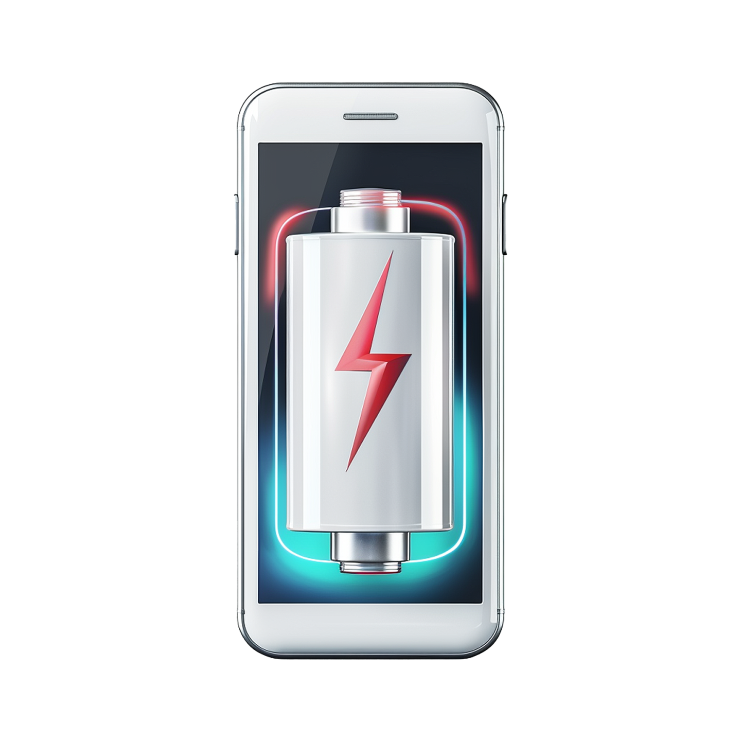 an iphone with a battery on the screen