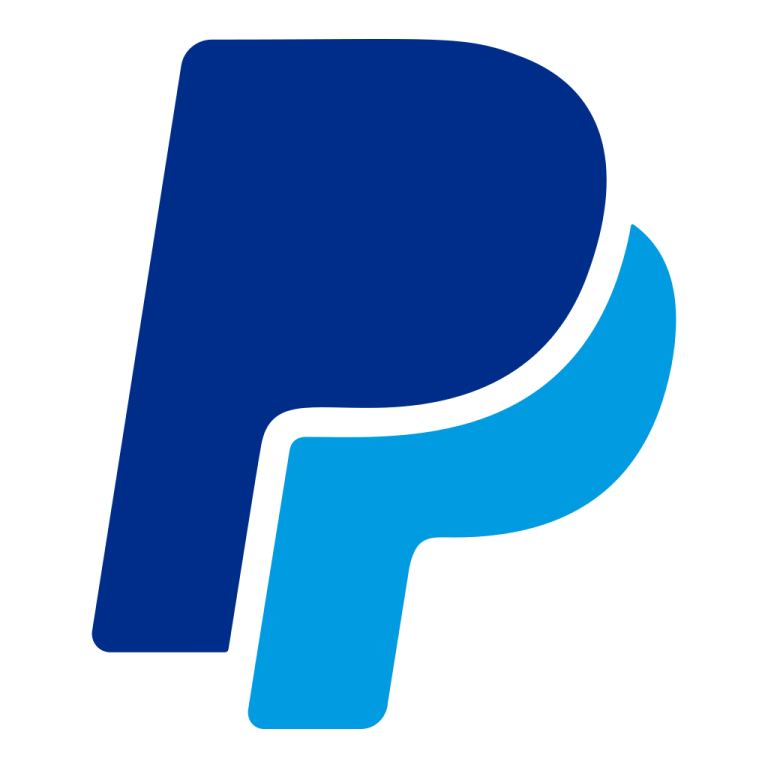 a blue logo with the letter p