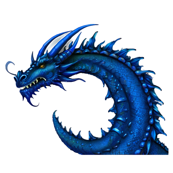 a blue dragon with its mouth open